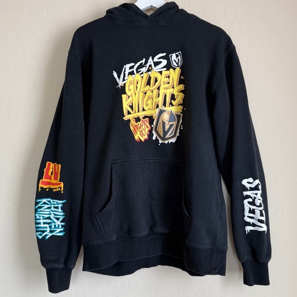 Mitchell & Ness Vegas Golden Knights NHL Hockey Black Hoodie Hooded Sweatshirt M - Picture 1 of 10